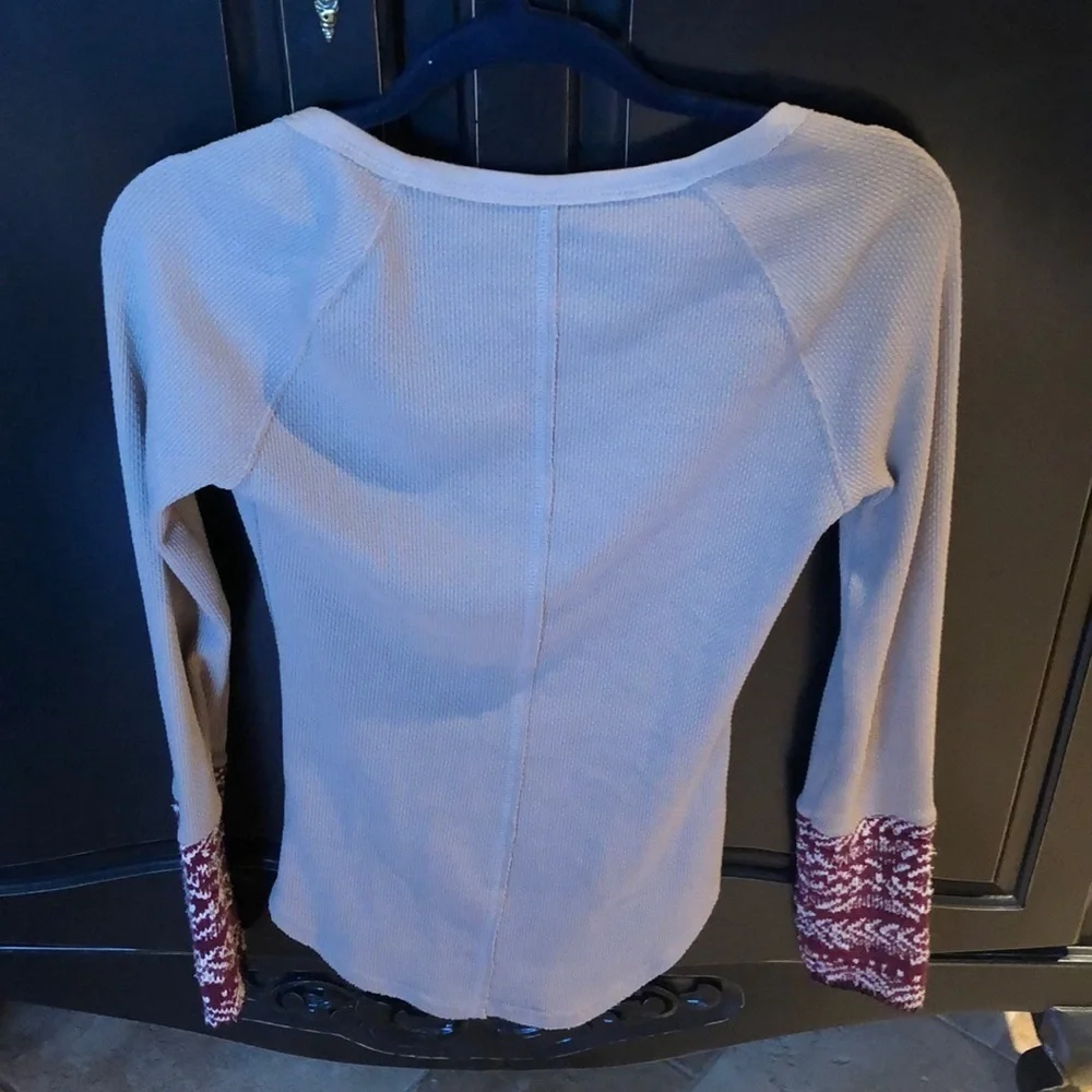 Free People Tan  long sleeve thermal top